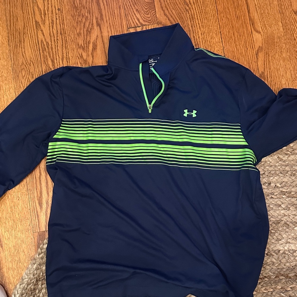 Under Armour Navy and Neon Green Men's Shirt